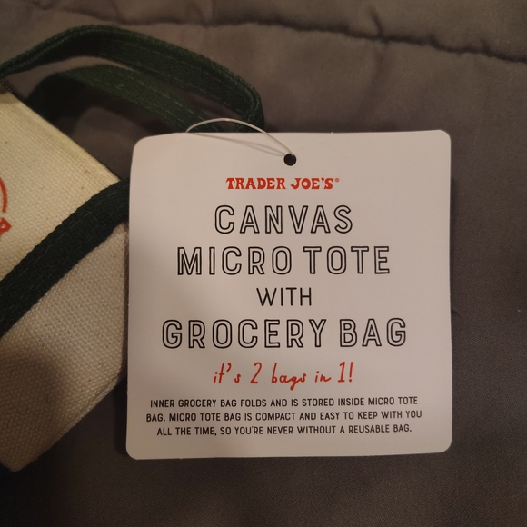 Trader Joe's Micro Canvas Bag And Grocery Bag - Picture 2 of 3